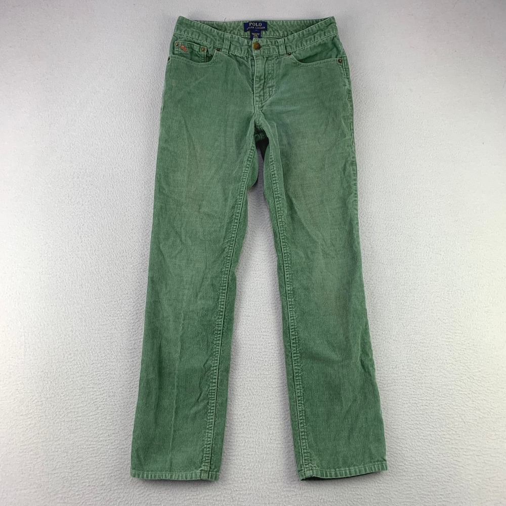 Polo Ralph Lauren Corduroy Pants Youth 14 Green Straight Leg Retro Cotton 90s
